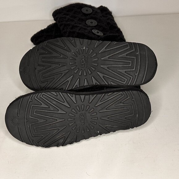 Ugg (3066) Cardy Lattice Knit Black Sweater 3 Button Boots Women Size 8 - Picture 9 of 10